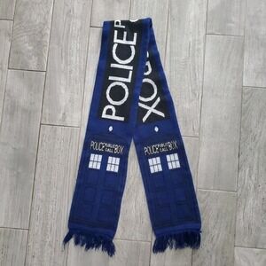 Doctor Who Tardis Police Phone Box 64" x 7" Blue/Black Scarf 100% Acrylic BBC‎